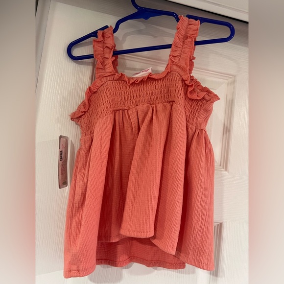 Toddler Little Lass Peach embroidered TankTop 5T - Picture 4 of 4